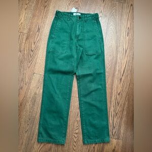 Alex Mill Neil Pant - herringbone - emerald Green Cargo Pants size 0